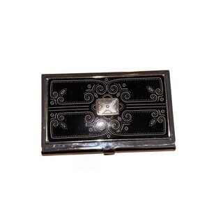 Brighton Vtg Black & Silver Metal Business Card / Credit‎ Card Holder, Business